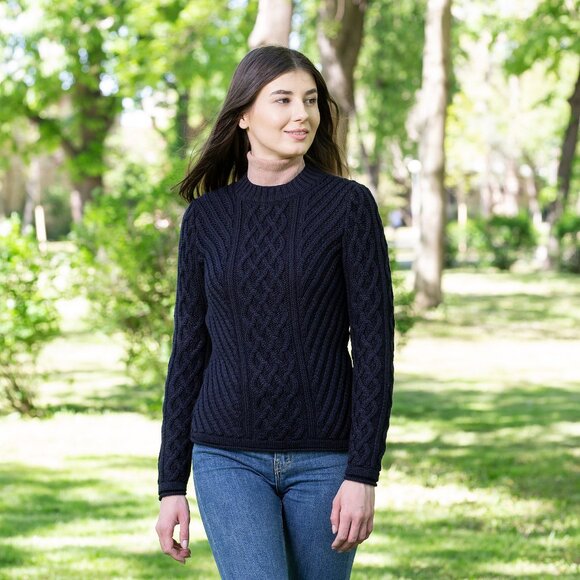 SAOL Navy Blue Women Aran Tunic Sweater  Women Size X-Small  NWT - Picture 1 of 3